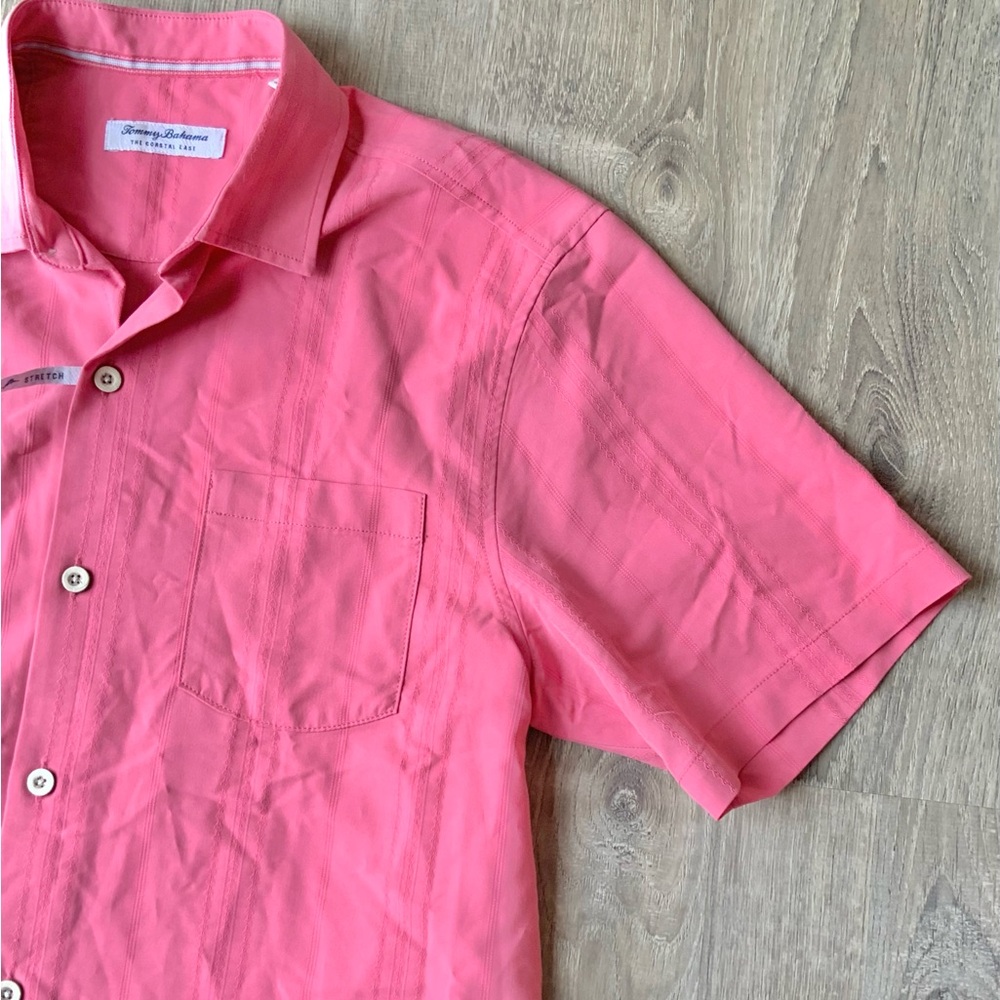 Tommy Bahama Coral Pink Short Sleeve Button-Down Shirt - Picture 8 of 15